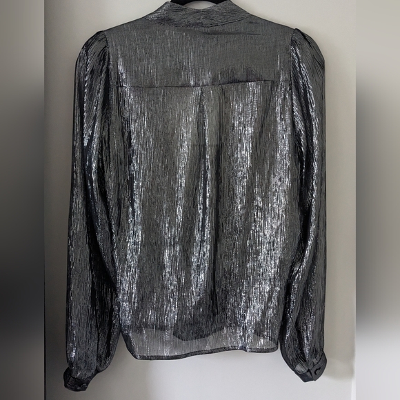 Sezane Abelia Blouse Metallic Silver US4 36 - Picture 10 of 10